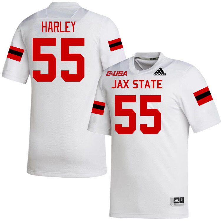 #55 Daveion Harley Jacksonville State Gamecocks College Football Jerseys Stitched-White